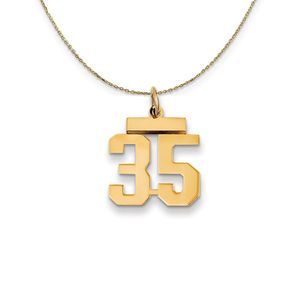 14k Yellow Gold, Athletic, Sm Polished Number 35 Necklace - 22 Inch